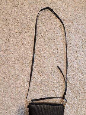 Dagne Dover Black Crossbody Wallet Bag Gold Hardware